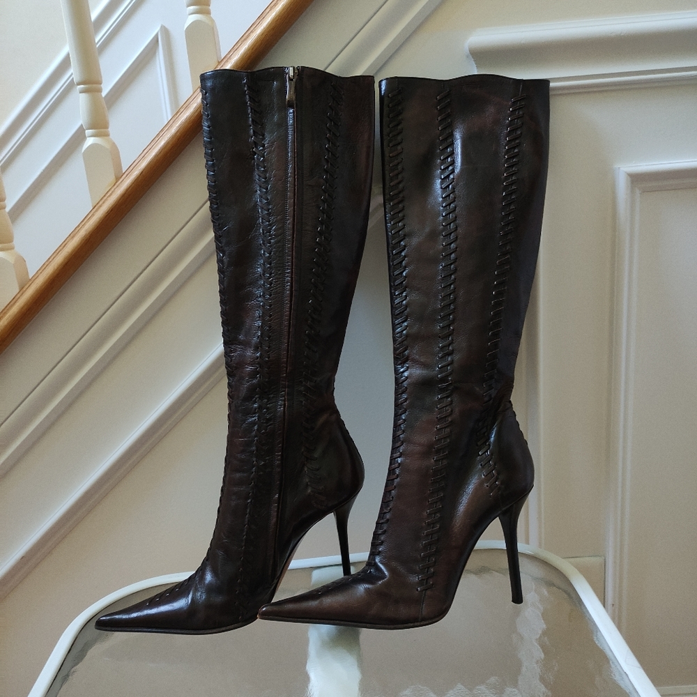 Barely worn Dianmarco Lorenzi braided tall boot 40